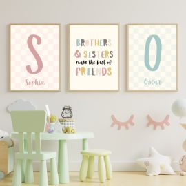 Personalised Brother & Sister Best Friends Trio Prints