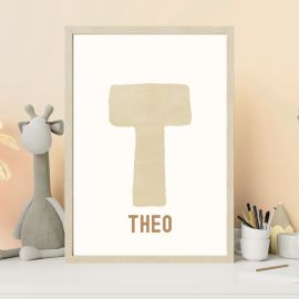 Personalised Giraffe and Initial Print
