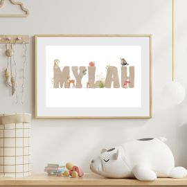 Personalised Letter Woodland Themed Print