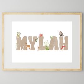 Personalised Letter Woodland Themed Print