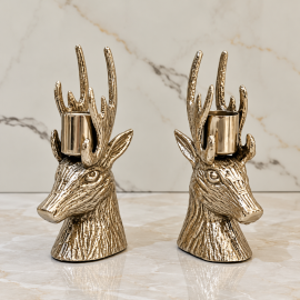 Silver Stag Candlesticks set of x2