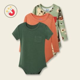 3-Pack Bamboo Magnetic Baby Bodysuits – Pirate Map