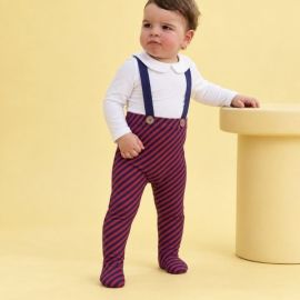 Bamboo Baby Outfit Set – White Magnetic Bodysuit + Betta Stripe Footed Pants