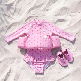 Girls Beach Collection - Pink Palm | Swimsuit, Floaty & Shoes