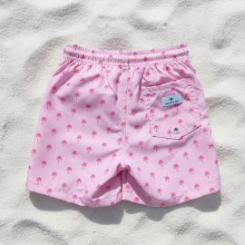 Boys Swim Trunks - Pink Palm