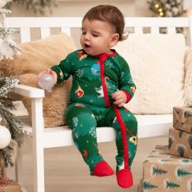 Xmas Morning Christmas Bamboo Baby Sleepsuit