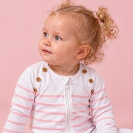 Captain Cuddle Pink Breton Bamboo Baby Sleepsuit