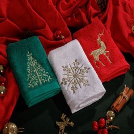 Deer, Tree, Snowflake guest towel set