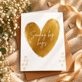 Sending Big Hugs - Gold Heart