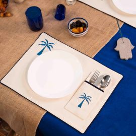 Blue Palm Placemats Set