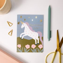 Unicorn birthday wishes card 
