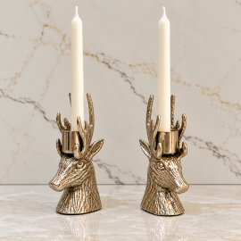 Silver Stag Candlesticks set of x2