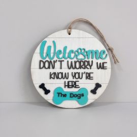 Personalised Dog Welcome Sign | Custom Wooden Pet Door Plaque