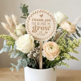Personalised Teacher Gift Wooden Planter Stick 'Thank you for helping me grow'