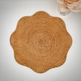 Willa Rattan Scalloped Edged Placemats