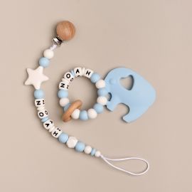 Blue Elephant Pacifier Holder