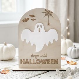 Dry Erase Halloween Countdown Sign White Ghost