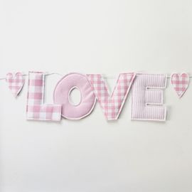 Pink Mix Bunting with gingham hearts - 100% cotton fabric