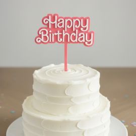 Double layered acrylic 'Happy Birthday' cake topper