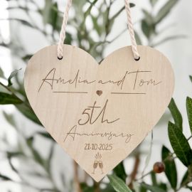 Personalised Wooden Heart Anniversary Sign