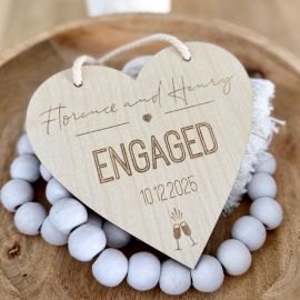 Personalized Wooden Engagement Heart Sign