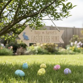 Personalised Easter Egg Hunt Sign - Wood & Acrylic