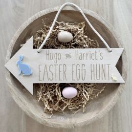 Personalised Easter Egg Hunt Sign - Wood & Acrylic