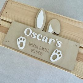 Personalised Easter Crate with Interchangeable Bunny Ear Plaque