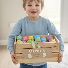 Personalised Easter Crate with Interchangeable Bunny Ear Plaque