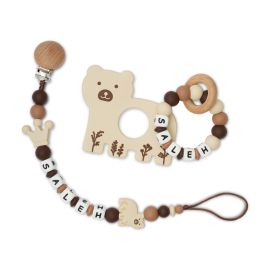 Beige Bear Pacifier Holder