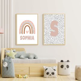 Personalised Rainbow Initial Prints for Girls Room