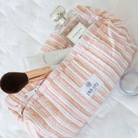 Make-up, Cosmetic Bag - Pink Stripe 