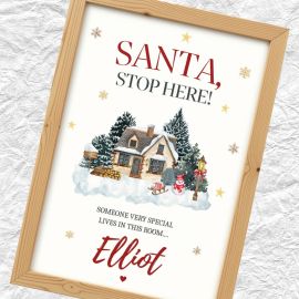 Personalised 'Santa, Stop Here!' Christmas Print