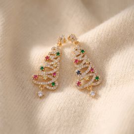 Sparkling Crystal Christmas Tree Drop Earrings
