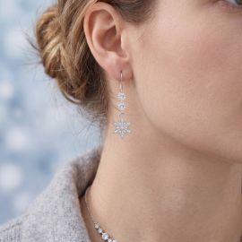 Sparkling Crystal Snowflake Drop Earrings