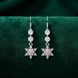 Sparkling Crystal Snowflake Drop Earrings