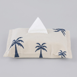 Blue Palm Tissue Box