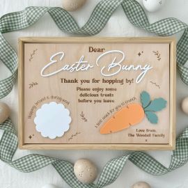 Personalised Rectangular Easter Bunny Treat Tray - Wood & Acrylic